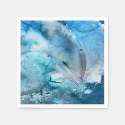 Wasserfarbene Dolphin Digitale Kunst Serviette (Vorderseite)