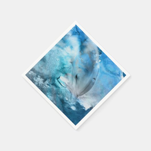 Wasserfarbene Dolphin Digitale Kunst Serviette (Ecke)