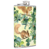 Wasserfarbene Eichhörnchen, nahtloses Eichenmuster Flachmann (Rechts)