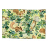 Wasserfarbene Eichhörnchen, nahtloses Eichenmuster Kissenbezug (Rückseite)