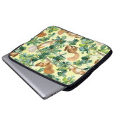Wasserfarbene Eichhörnchen, nahtloses Eichenmuster Laptopschutzhülle (Vorne Knopf)