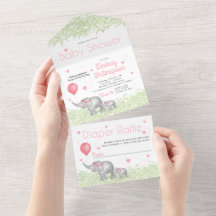 Wasserfarbene Elefanten & Pink Heart Baby Girl Dus