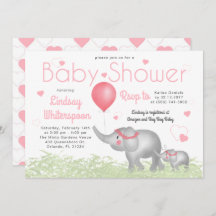 Wasserfarbene Elefanten & Pink Heart Baby Girl Dus