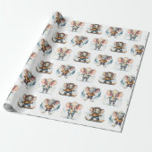 Wasserfarbene Elefanten Wintersport Geschenkpapier (Ungerollt)