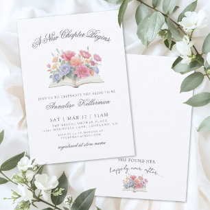 Wasserfarbene elegante Floral-Hochzeitsdusche Buch Einladung