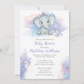 Wasserfarbene Elephant Baby Dusche Einladung (Vorderseite)