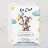 Wasserfarbene Elephant Baby-Dusche Einladung (Vorderseite)