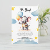 Wasserfarbene Elephant Baby-Dusche Einladung (Stehend Vorderseite)