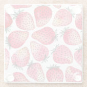 Wasserfarbene Erdbeeren Muster. Glasuntersetzer (Rückseite)