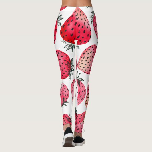 Wasserfarbene Erdbeeren Muster. Leggings (Rückseite)
