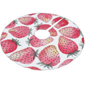 Wasserfarbene Erdbeeren Muster. Polyester Weihnachtsbaumdecke (Schrägansicht)