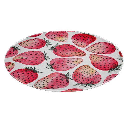 Wasserfarbene Erdbeeren Muster. Schneidebrett (Ecke)