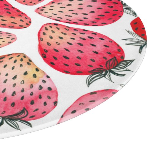 Wasserfarbene Erdbeeren Muster. Schneidebrett (Ecke)