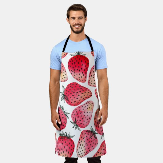 Wasserfarbene Erdbeeren Muster. Schürze (Getragen)