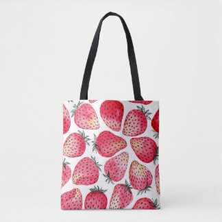 Wasserfarbene Erdbeeren Muster. Tasche