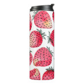 Wasserfarbene Erdbeeren Muster. Thermosbecher (Nach links gedreht)