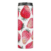 Wasserfarbene Erdbeeren Muster. Thermosbecher (Rückseite)