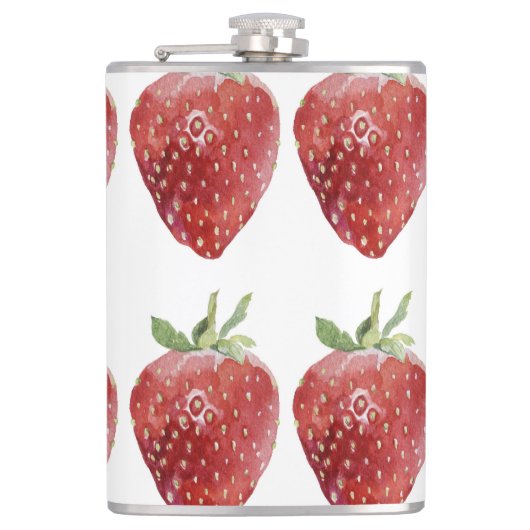 Wasserfarbene Erdbeeren: nahtloses Muster Flachmann (Vorderseite)