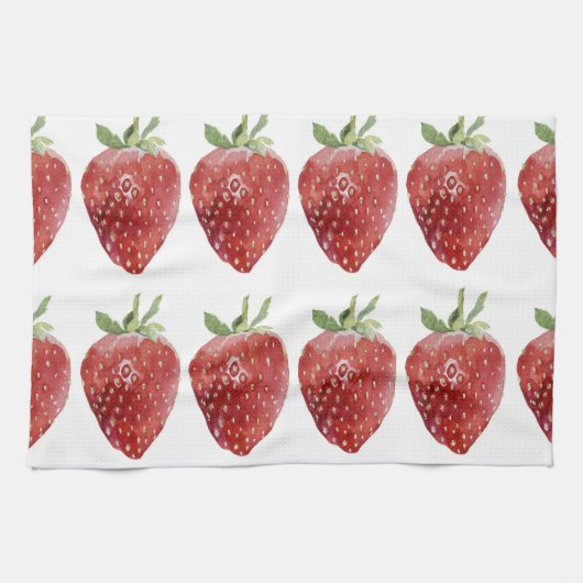 Wasserfarbene Erdbeeren: nahtloses Muster Geschirrtuch (Horizontal)