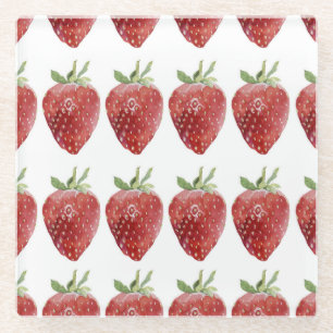 Wasserfarbene Erdbeeren: nahtloses Muster Glasuntersetzer