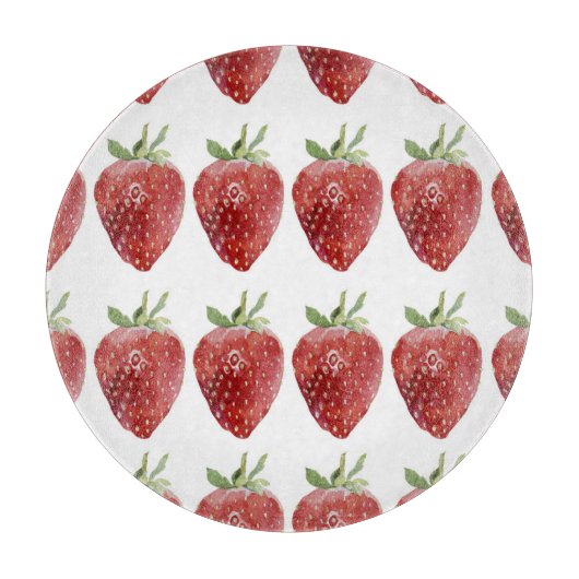 Wasserfarbene Erdbeeren: nahtloses Muster Schneidebrett (Vorderseite)