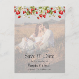 Wasserfarbene Erdbeeren Save the Date Foto Postkarte