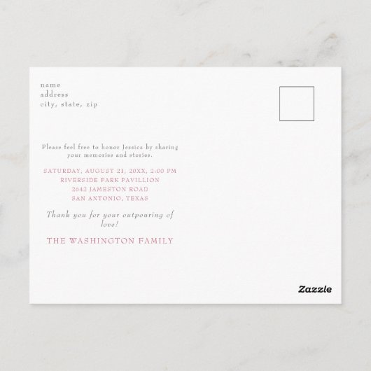 Wasserfarbene Feier des Lebens Rosa Tulipen Postkarte (Rückseite)