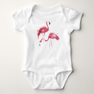Wasserfarbene Flamingos, elegantes Design. Baby Strampler