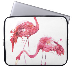Wasserfarbene Flamingos, elegantes Design. Laptopschutzhülle