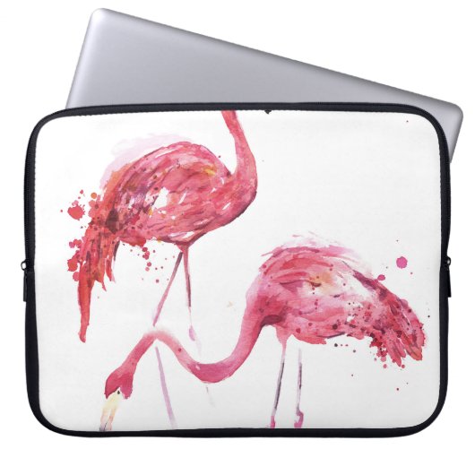 Wasserfarbene Flamingos, elegantes Design. Laptopschutzhülle (Vorderseite)