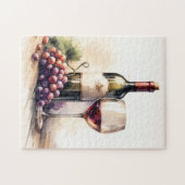 Wasserfarbene Flasche und Trauben Puzzle (Horizontal)