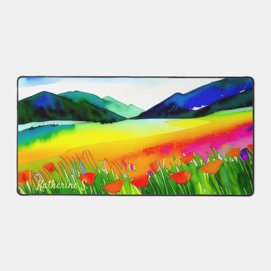 Wasserfarbene Flora und Fauna Schreibtischunterlage (Vorderseite)