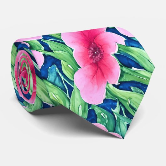 Wasserfarbene Florale Krawatte (Gerollt)