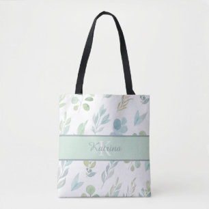 Wasserfarbene Floraltasche mit Monogramm Tasche