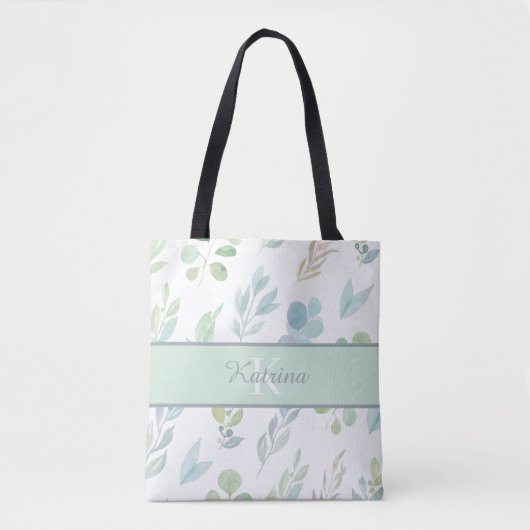 Wasserfarbene Floraltasche mit Monogramm Tasche (Vorderseite)