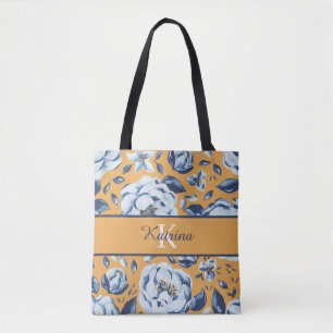 Wasserfarbene Floraltasche mit Monogramm Tasche