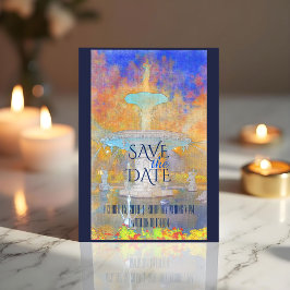 Wasserfarbene Fossilienbrunnen bei Nacht Save the Ankündigungspostkarte