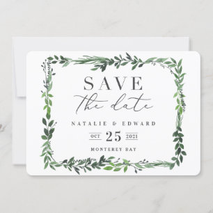 wasserfarbene Fotografie Save-the-Date mit Blätter Save The Date