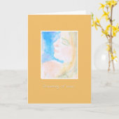 Wasserfarbene Frau Karte (Gelbe Blume)