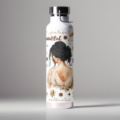 Wasserfarbene Frau mit schwarzem Haar Boho Affirma Trinkflasche