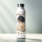 Wasserfarbene Frau mit schwarzem Haar Boho Affirma Trinkflasche