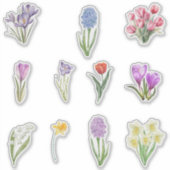 Wasserfarbene Frühlingsblumen Aufkleber (Vorderseite)