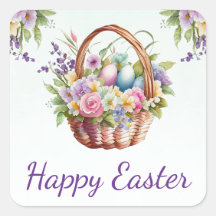Wasserfarbene Frühlingsblumen Basket Happy Oaster