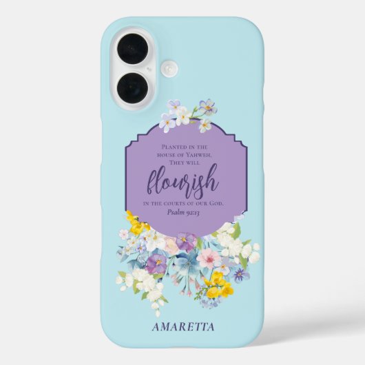 Wasserfarbene Frühlingsblumen Bibel Verse Personal Case-Mate iPhone Hülle (Rückseite)