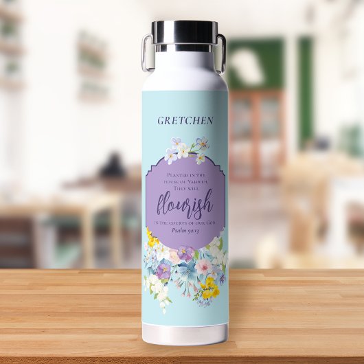 Wasserfarbene Frühlingsblumen Bibel Verse Personal Trinkflasche