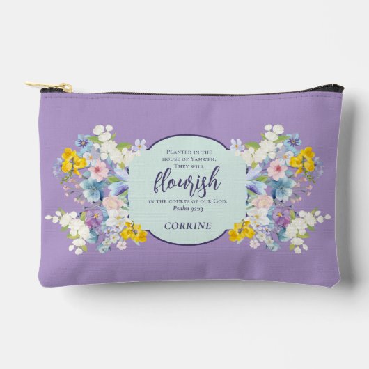 Wasserfarbene Frühlingsblumen Bibel Verse Personal Zubehörtasche (Vorderseite)