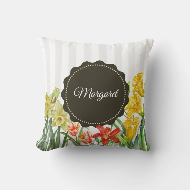 Wasserfarbene Frühlingsblumen Blumenbilder Kissen (Vorderseite)