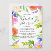 Wasserfarbene Frühlingsblumen Brautdusche Einladun Einladung (Vorderseite)