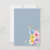 Wasserfarbene Frühlingsblumen Dusty Blue Einladung (Rückseite)
