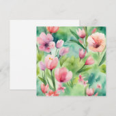 Wasserfarbene Frühlingsblumen Einladung (Vorne/Hinten)